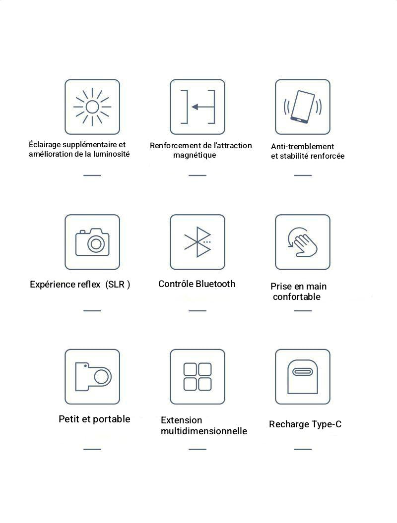 Support Téléphone Magnétique avec Anneau Lumineux LED & Déclencheur Bluetooth
